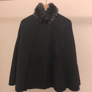 Theory wool cape with fur